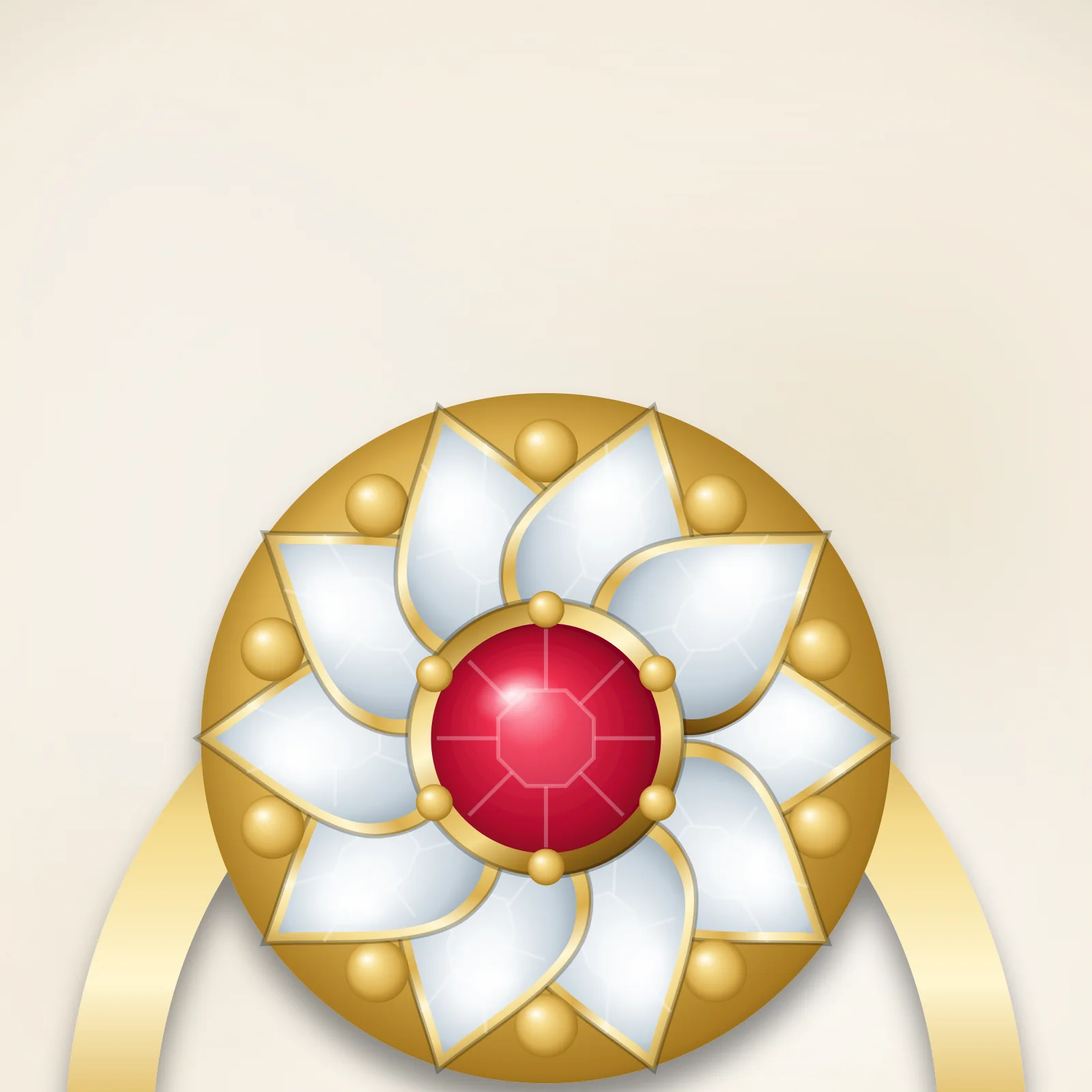 A kundan-style flower motif up close.