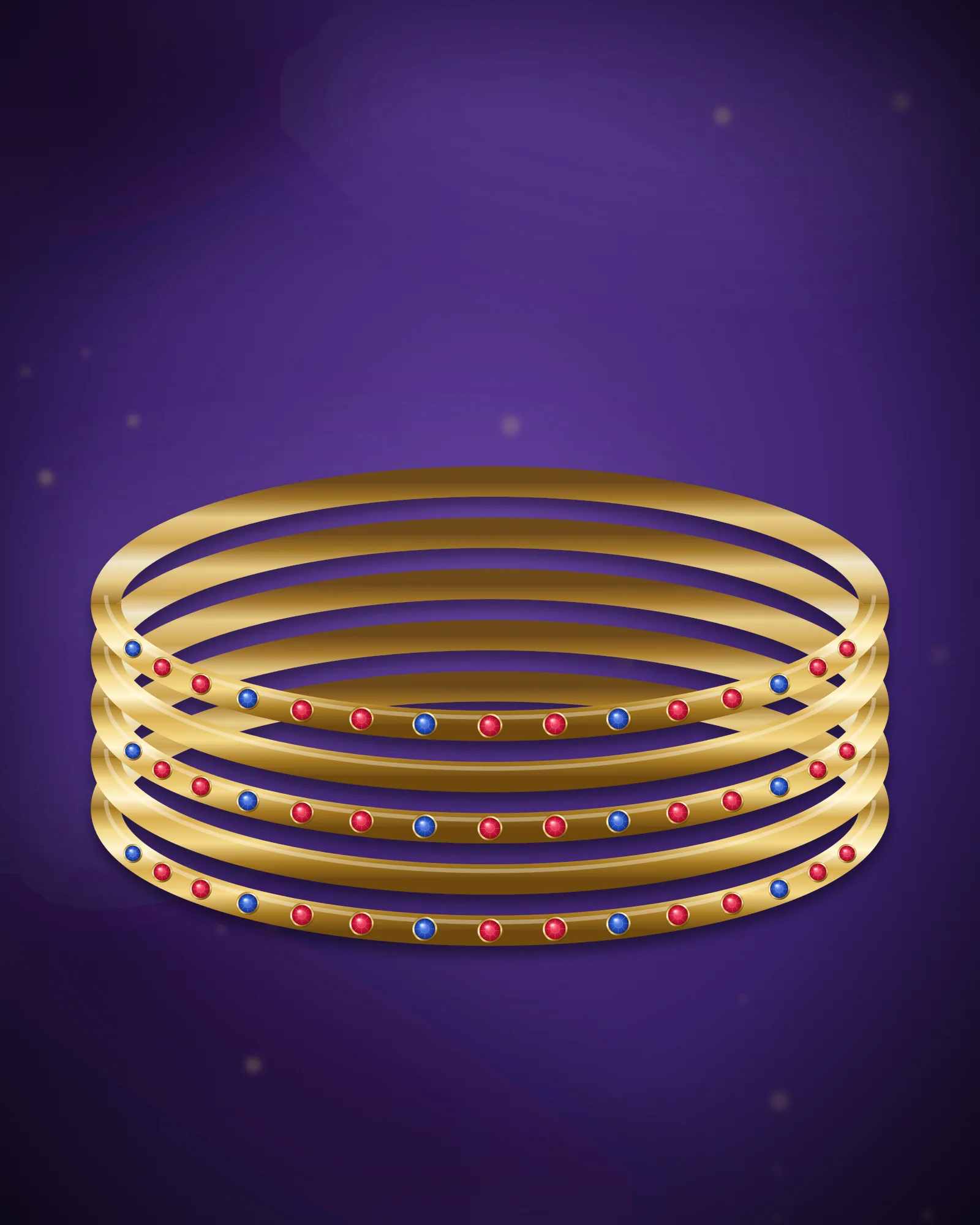 Bangle sets stacked in festive colours.